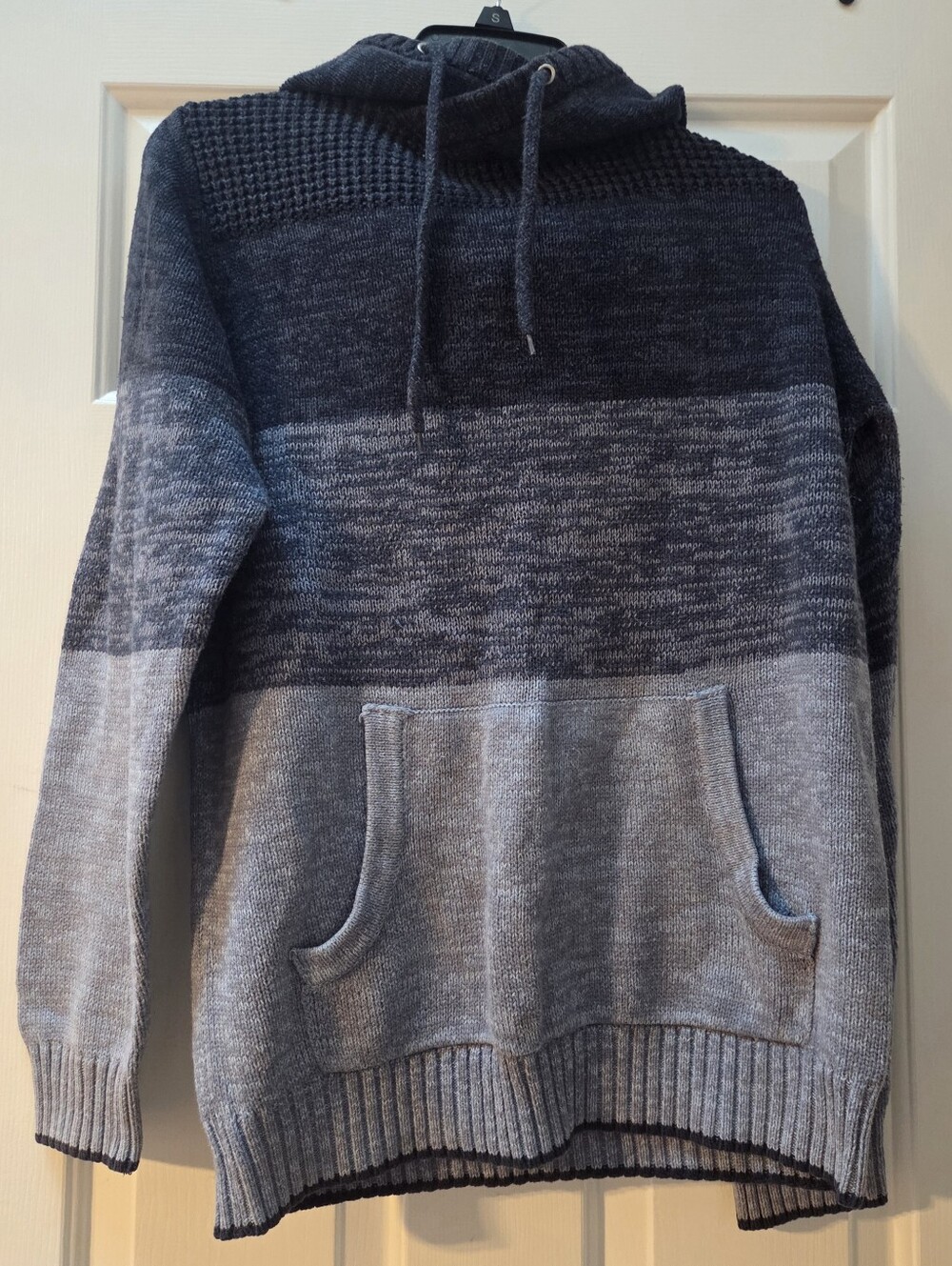 Men's Hooded Knit Pullover Sweater - Gray Colorblock, Citizen Wolf